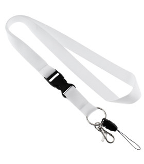 Lanyard blanco para sublimacion con tip top y porta celular