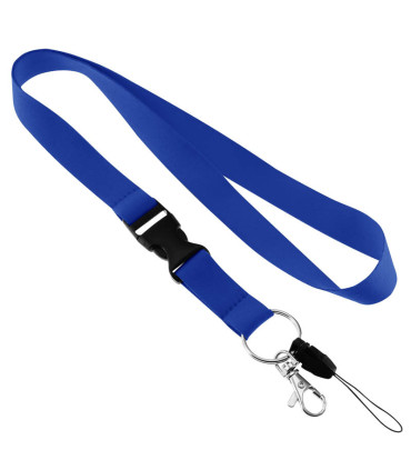 Lanyard azulino con broche desprendible tip top para empresas