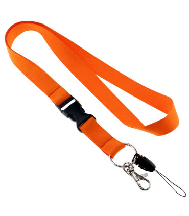 Lanyard naranjo publicitario con tip top para eventos masivos