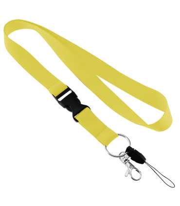 Lanyard amarillo con porta celular para merchandising corporativo