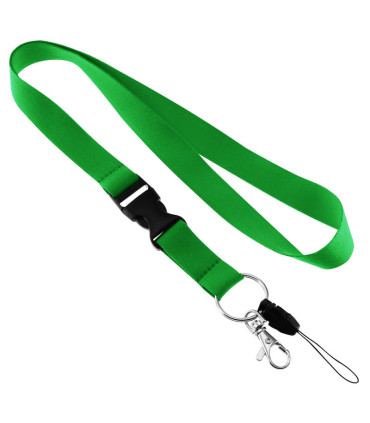 Lanyard verde institucional con tip top y cinta de poliester