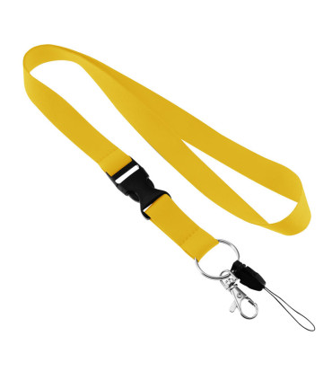Lanyard amarillo oscuro con porta celular y broche tip top