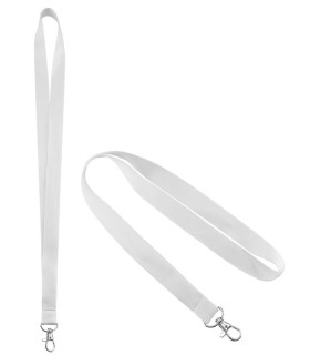 Lanyard blanco para sublimacion modelo con Mosquetón Metálico