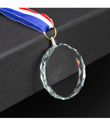 Medalla Cristal Diamond con cinta tricolor