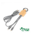 Connect Multicargador 4 en 1 de Bambú con Llavero Integrado