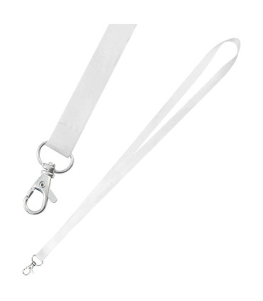 Lanyard blanco 1.5 cm para sublimacion con mosqueton metalico