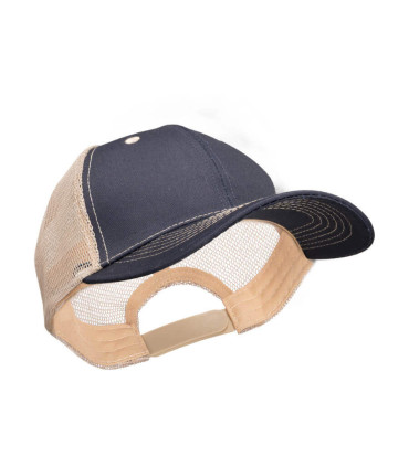 Gorro Memphis azul marino y malla beige