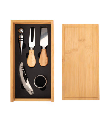 Set Wine Cheese Futrono madera natural.