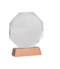 Trofeo Galvano de Cristal "RUNE" con base encobrizada.