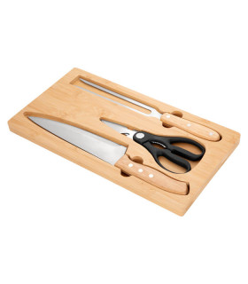 SET DE ASADO BISTEC TABLA BAMBÚ