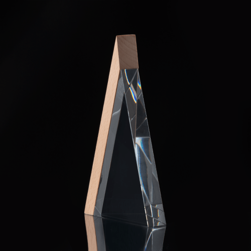 PREMIO EMPRESARIAL CON BASE DE MADERA NOBLE